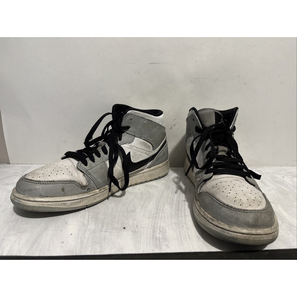 Nike Air Jordan 1 Mid Light Smoke Grey Black White 554724-092 Mens 9.5
